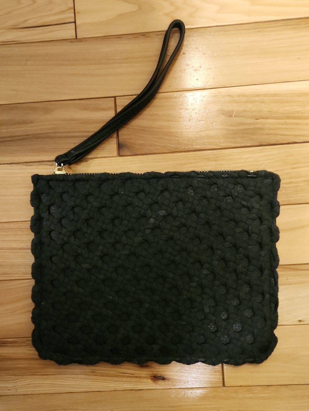 Black Braided Wristlet Clutch